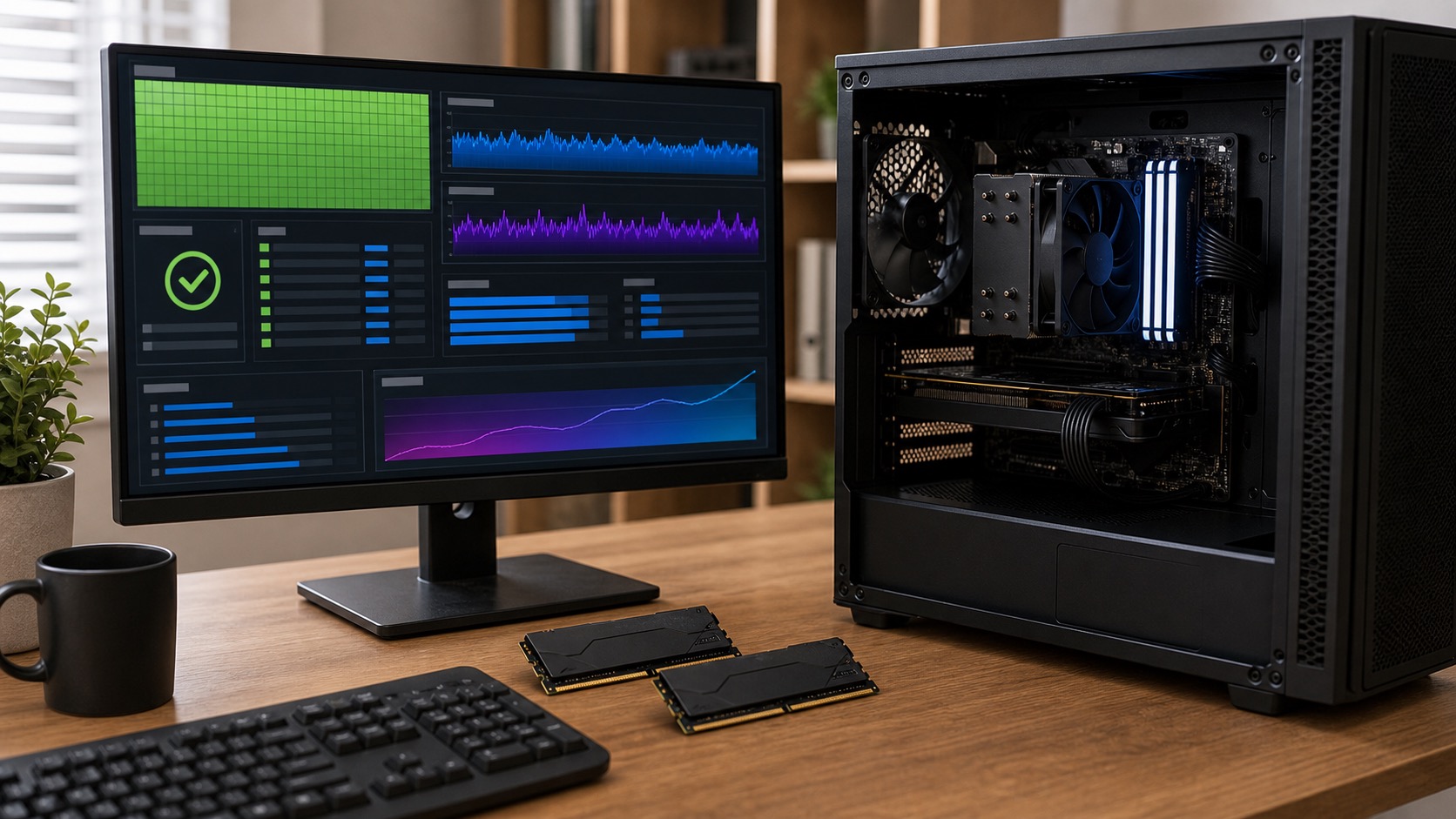 메모리 속도와 타이밍을 확인하는 데스크톱 PC