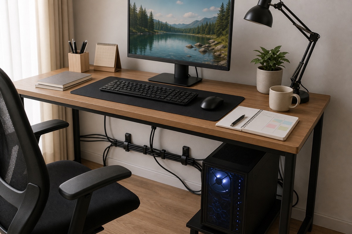 깔끔하게 설치된 완성형 PC 데스크 setup