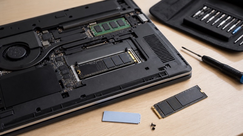 노트북 SSD 업그레이드를 위한 내부 저장장치 슬롯